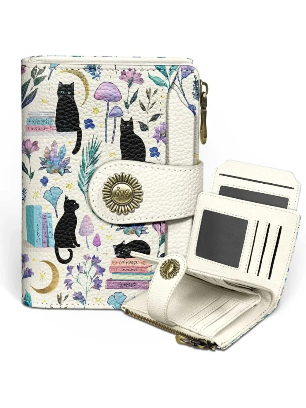 Cute Cat Bifold Wallet for Women | RFID Blocking Small Credit Card Holder